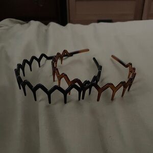 Zigzag Headbands Set Black + Tortoiseshell Brown